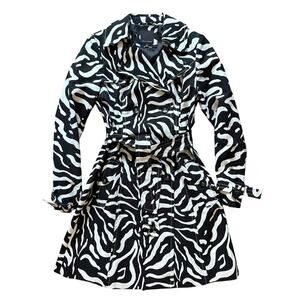 The Limited Zebra Print Trench Coat Women’s Small Belted Cotton Blend